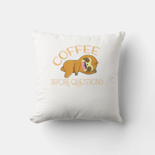 Coffee Before Questions Sloth T-Shirt Cushion
