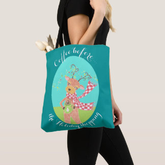 Coffee before the Holiday shopping reindeer bag