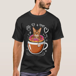 Coffee Bengal Cat Doughnut Long Sleeve T-Shirt
