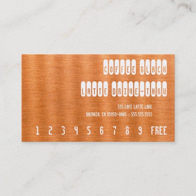 Coffee Black Re-Text on Copper Punchcard Loyalty Card (Front)