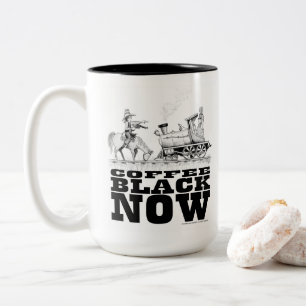 Coffee Black Train Robbery Drawing Two-Tone Coffee Mug