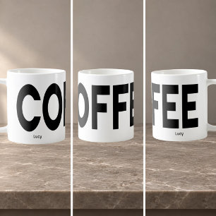COFFEE Black Typography Wraparound Personalised Mug
