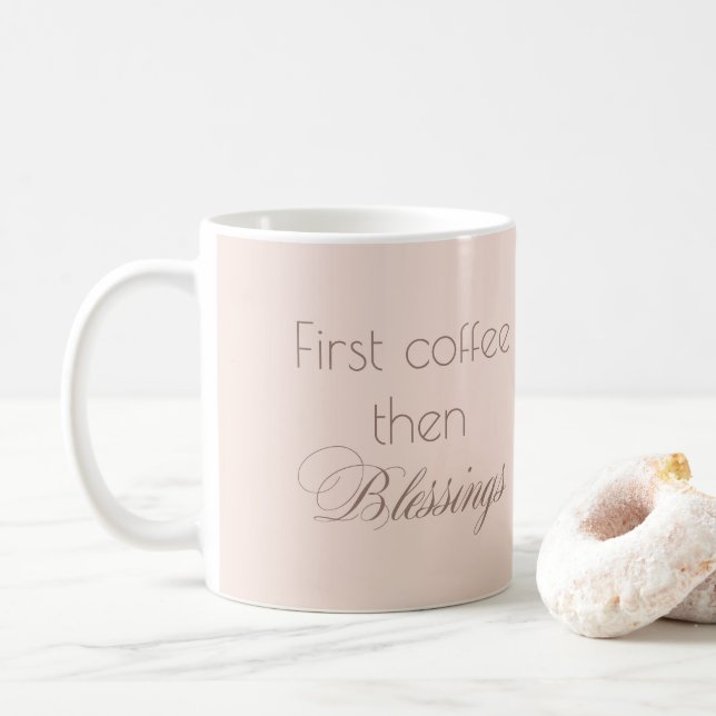 Coffee & Blessings Pink Mug (With Donut)