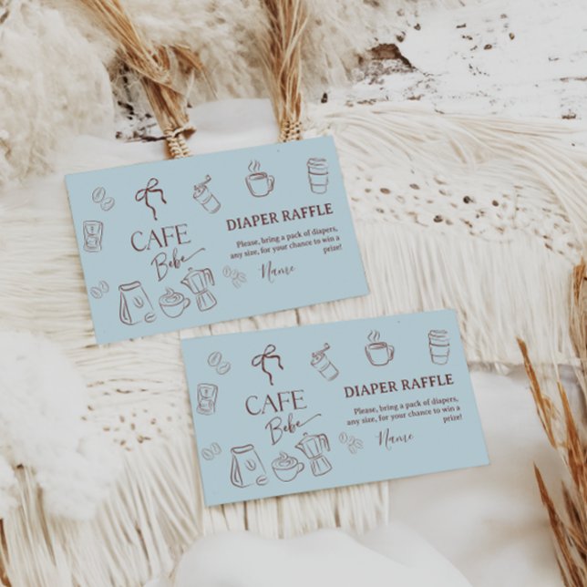 Coffee Blue Bow Cafe Bebe Boy Baby Shower Diaper Enclosure Card (Creator Uploaded)