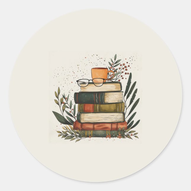 Coffee Book Stack  Sticker (Front)