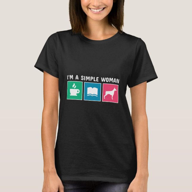 Coffee Books And Doberman T-Shirt (Front)