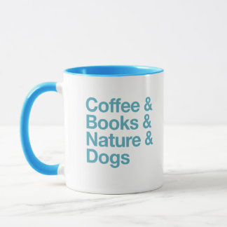 Coffee & Books & Nature & Dogs Mug (Blue)