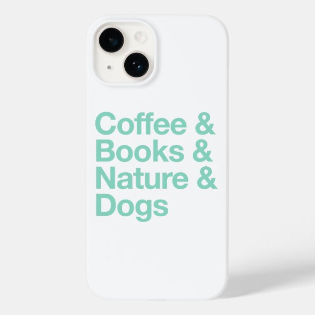 Coffee & Books & Nature & Dogs Phone Case (Teal) (Back)