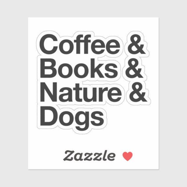 Coffee & Books & Nature & Dogs Sticker (Black) (Sheet)