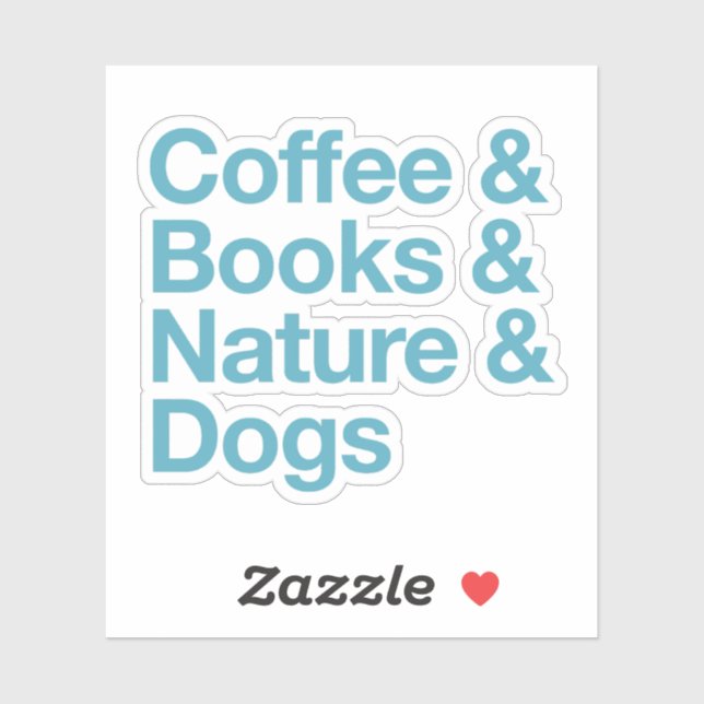 Coffee & Books & Nature & Dogs Sticker (Blue) (Sheet)