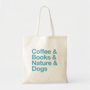 Coffee & Books & Nature & Dogs Tote Bag (Blue)