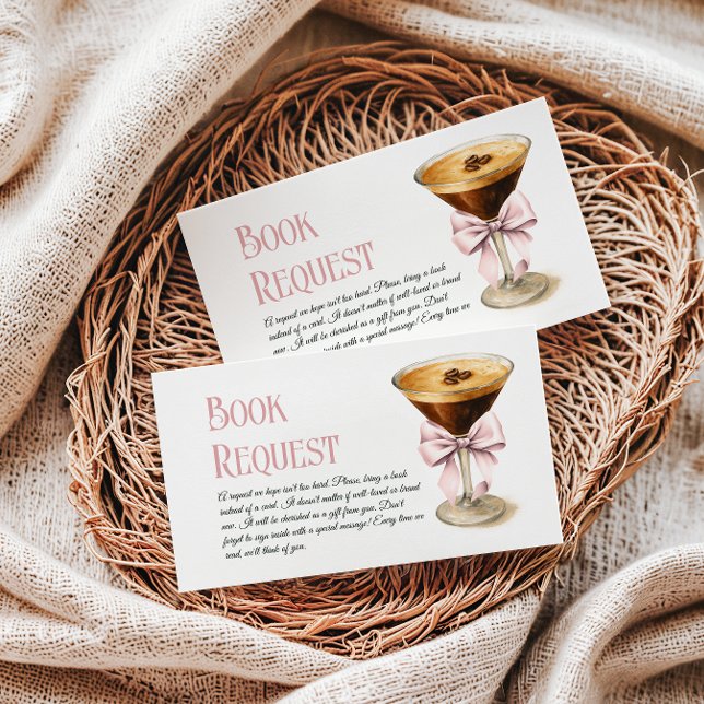 Coffee Bow Espresso Martini Book for Baby Shower Enclosure Card (Creator Uploaded)