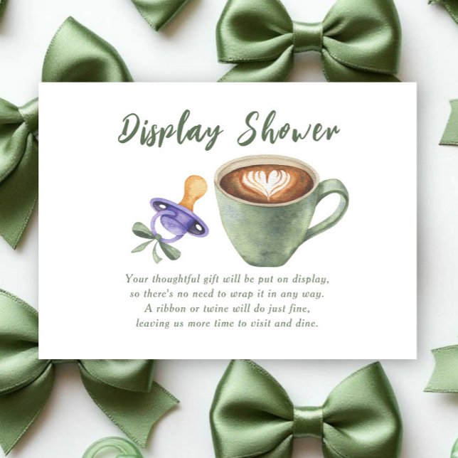 Coffee Bow Pacifier Baby shower Display shower Enclosure Card (Creator Uploaded)