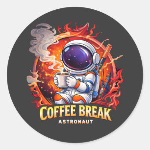 Coffee Break Astronaut Classic Round Sticker