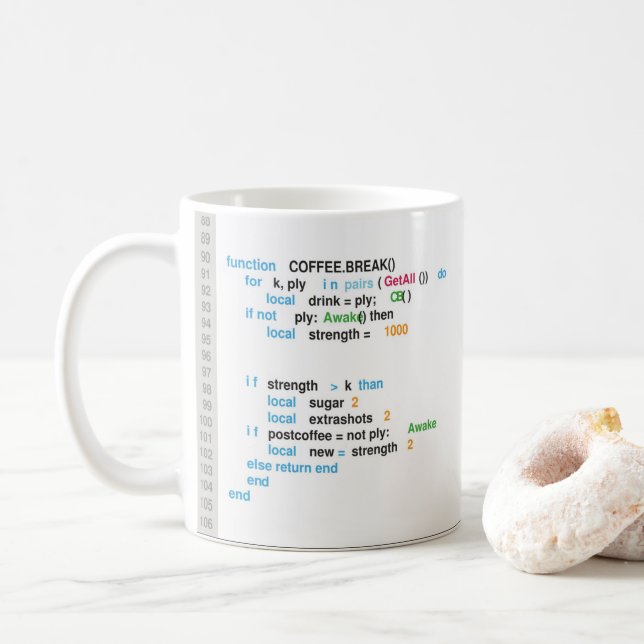 Coffee Break Coding Software Engineer Funny Coffee Mug (With Donut)