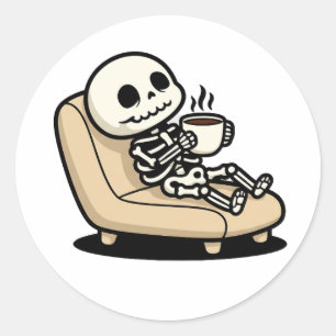 Coffee Break – Grim Reaper Dark Humor Coffee Classic Round Sticker