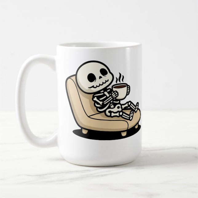 Coffee Break – Grim Reaper Dark Humor Coffee Mug (Left)
