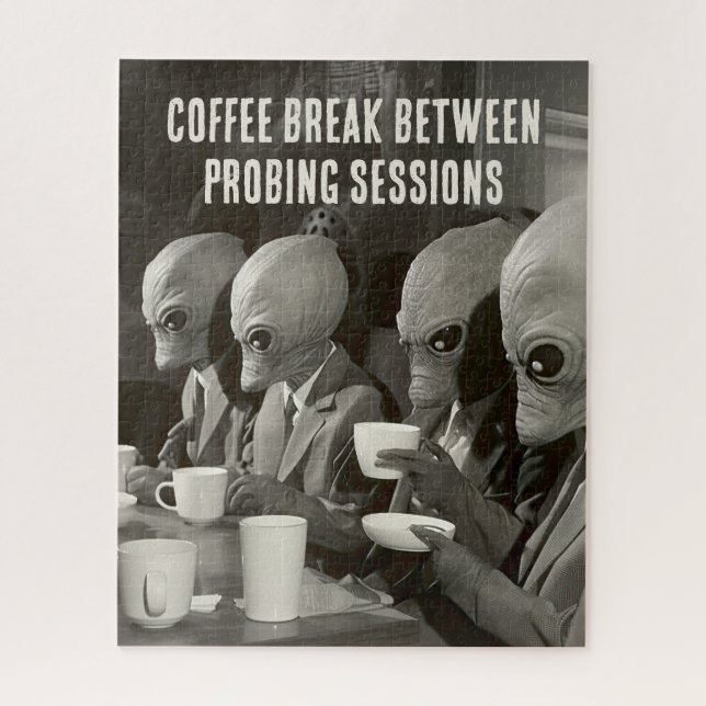 Coffee Break Taking a Pause from Alien Abductions  Jigsaw Puzzle (Vertical)