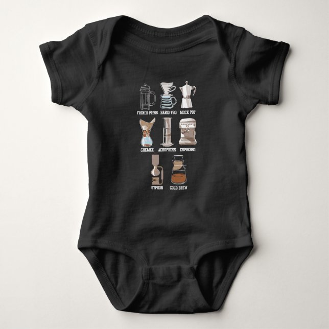 Coffee Brew Method Caffeine Espresso Latte Baby Bodysuit (Front)