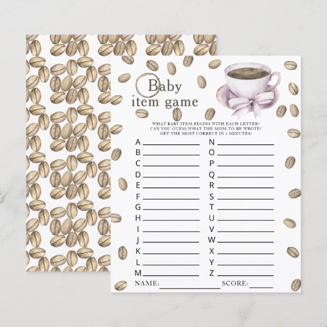 Coffee brewing Baby shower Baby Item Game (Front/Back)