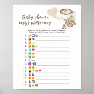 Coffee brewing baby shower Emoji picture game Poster