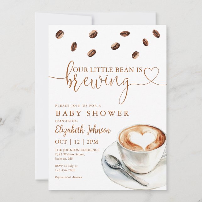 Coffee Brewing Baby Shower Photo QR Code Invitation (Front)