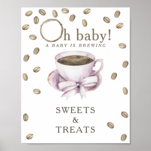 Coffee brewing baby shower SWEETS AND TREATS Poster