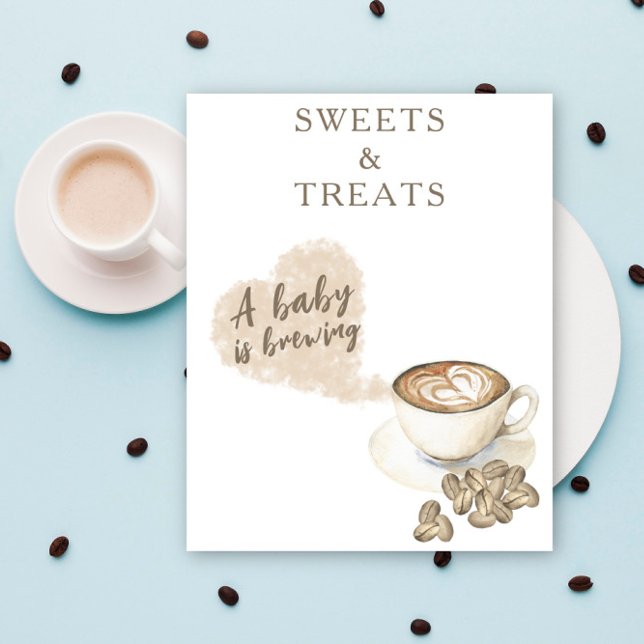 Coffee brewing baby shower SWEETS AND TREATS Poster (Creator Uploaded)