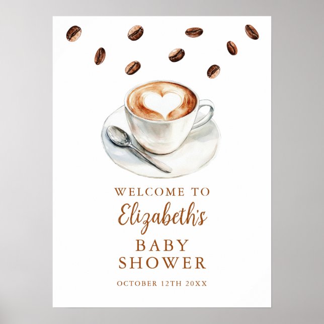 Coffee Brewing Baby Shower Welcome Sign (Front)