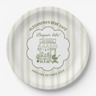 Coffee Brewing Bebe Brunch Neutral Baby Shower Paper Plate