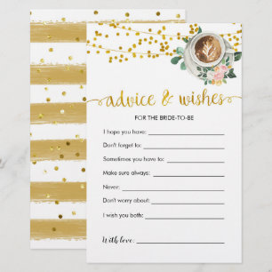 Coffee Brewing Bridal Shower Advice Card