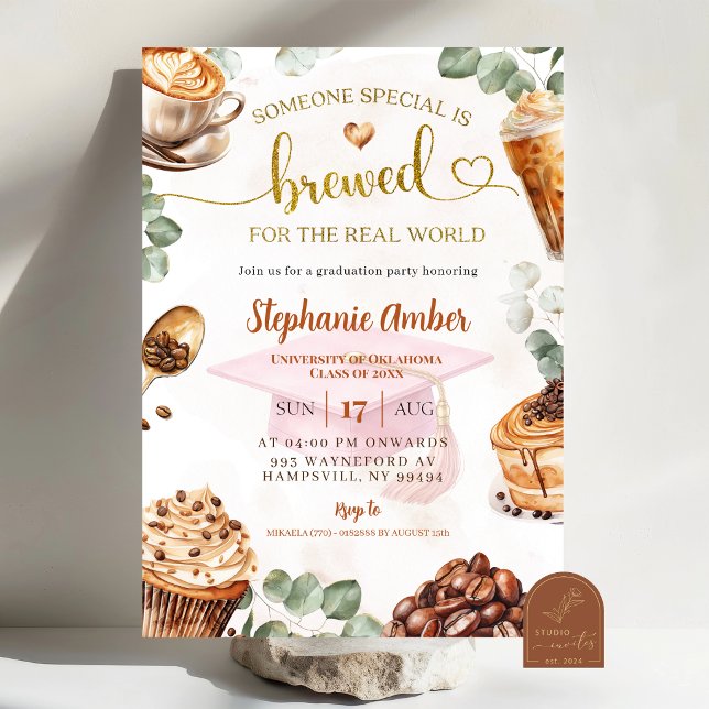 Coffee Brewing Graduation Party Invitation (Creator Uploaded)