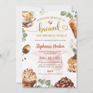 Coffee Brewing Graduation Party Invitation