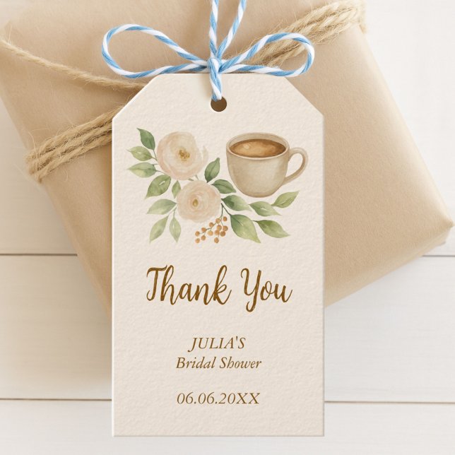 Coffee Bridal Shower Elegant Floral Favour Tag (Creator Uploaded)