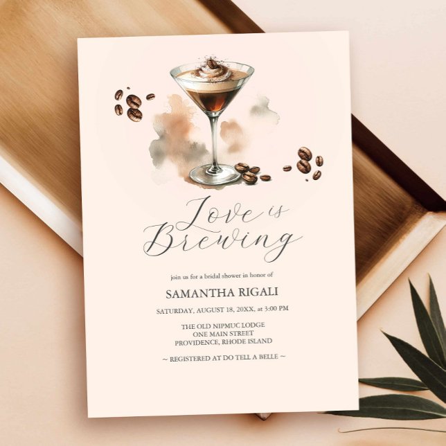 Coffee Bridal Shower Espresso Martini Invitation (Coffee bridal shower invitations espresso martini modern watercolor design)
