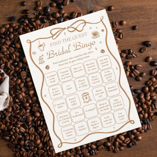 Coffee Bridal Shower Find the Guest Bingo Game Invitation