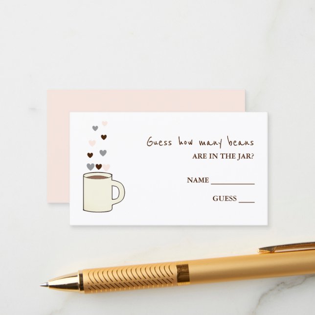 Coffee Bridal Shower Guess How Many Beans Enclosure Card (Front/Back In Situ)