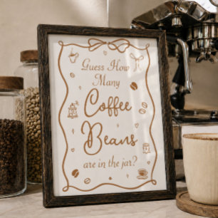 Coffee Bridal Shower Guess How Many Coffee Beans Poster