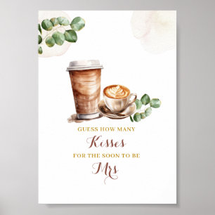 Coffee Bridal Shower Guess How Many Kisses Poster
