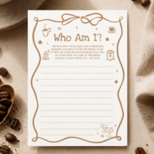 Coffee Bridal Shower Guess Who Am I Game Card