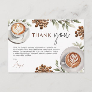 Coffee Bridal Shower - Love is Brewing Thank You Enclosure Card