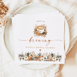 Coffee Bridal Shower Napkin, Love is Brewing Napkin