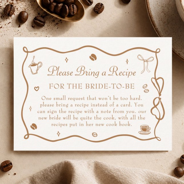 Coffee Bridal Shower Recipe Request  Enclosure Card (Creator Uploaded)
