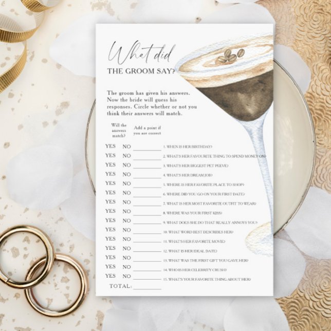 Coffee bridal shower What did the groom say game (Creator Uploaded)