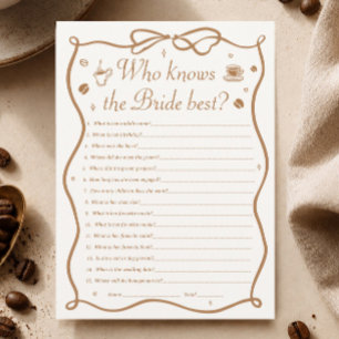 Coffee Bridal Shower Who Knows the Bride Best Game Invitation