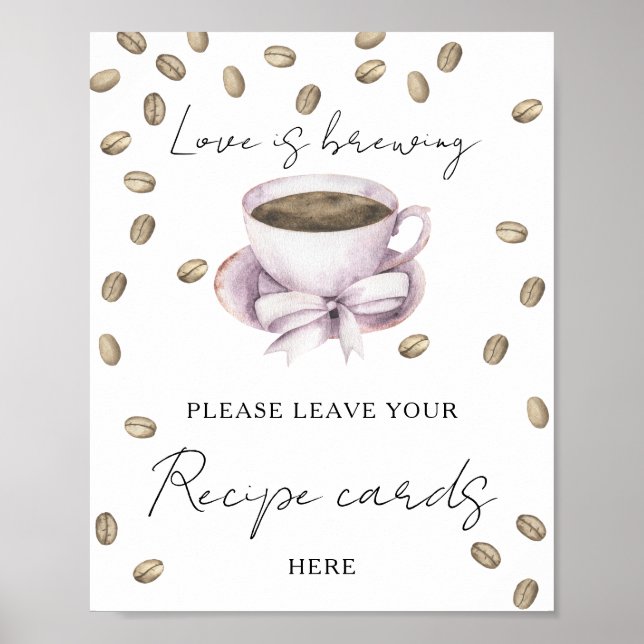 Coffee bridal shower Your recipe card here Poster (Front)