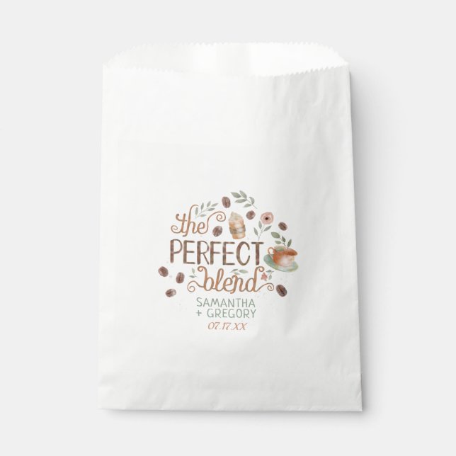 Coffee Bridal Wedding Shower The Perfect Blend Favour Bags (Front)