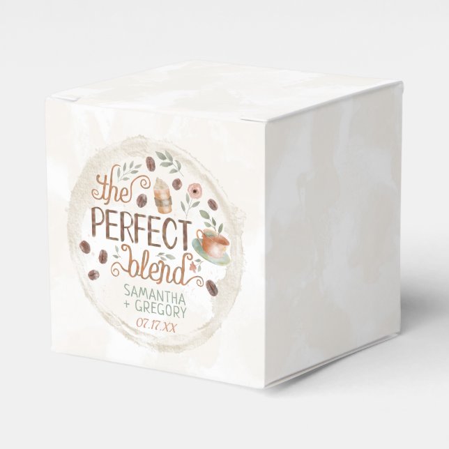 Coffee Bridal Wedding Shower The Perfect Blend Favour Box (Front Side)