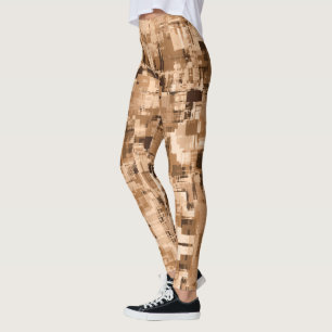 Coffee Brown Abstract Trendy Leggings