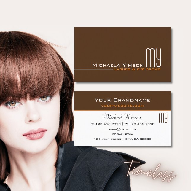 Coffee Brown and White with Monogram Elegant Business Card (Creator Uploaded)